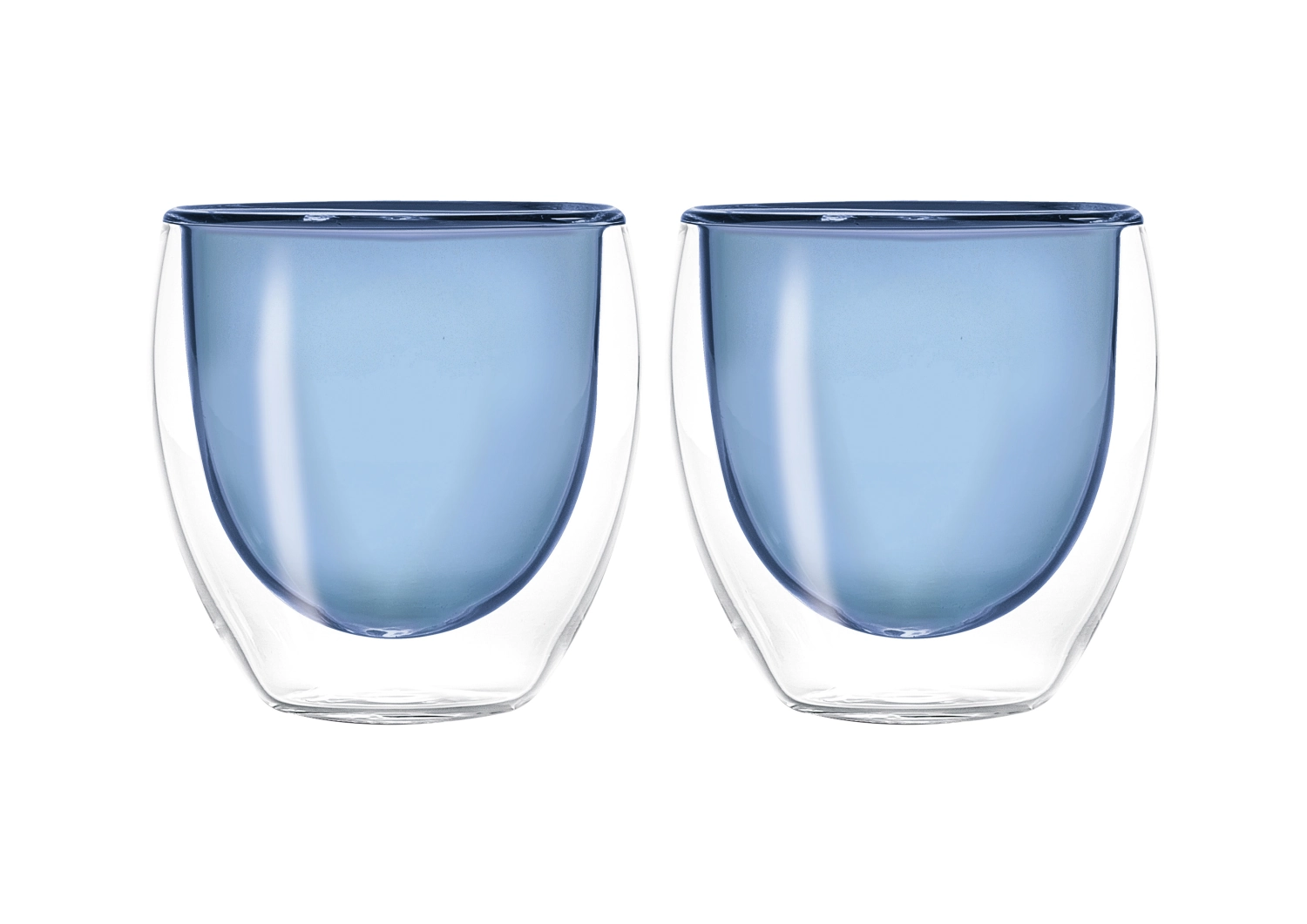 2er Set Espressogläser doppelw. blau, 80ml