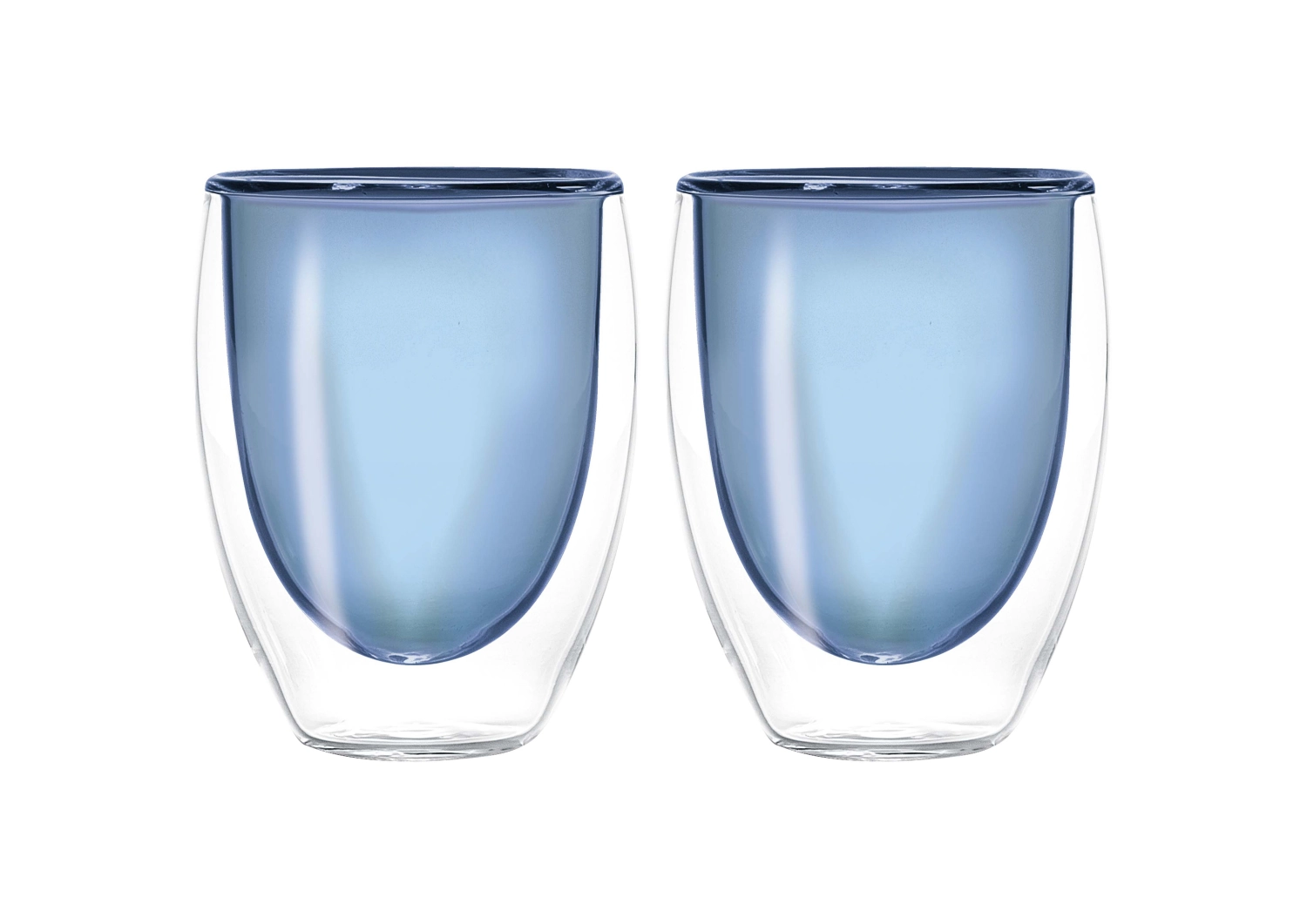 2er Set Teeglas doppelw. blau, 220ml