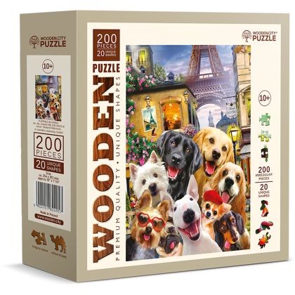 Puzzle Holz M Puppies in Paris